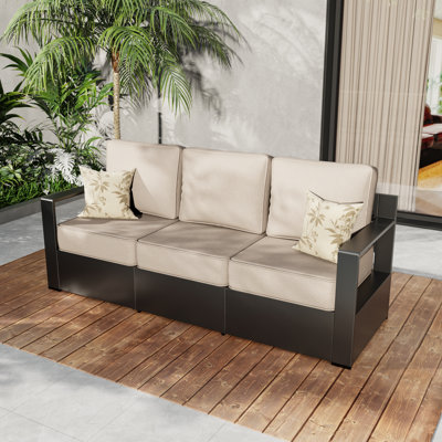 Three-person Patio Sofa with Cushions by Ebern Designs