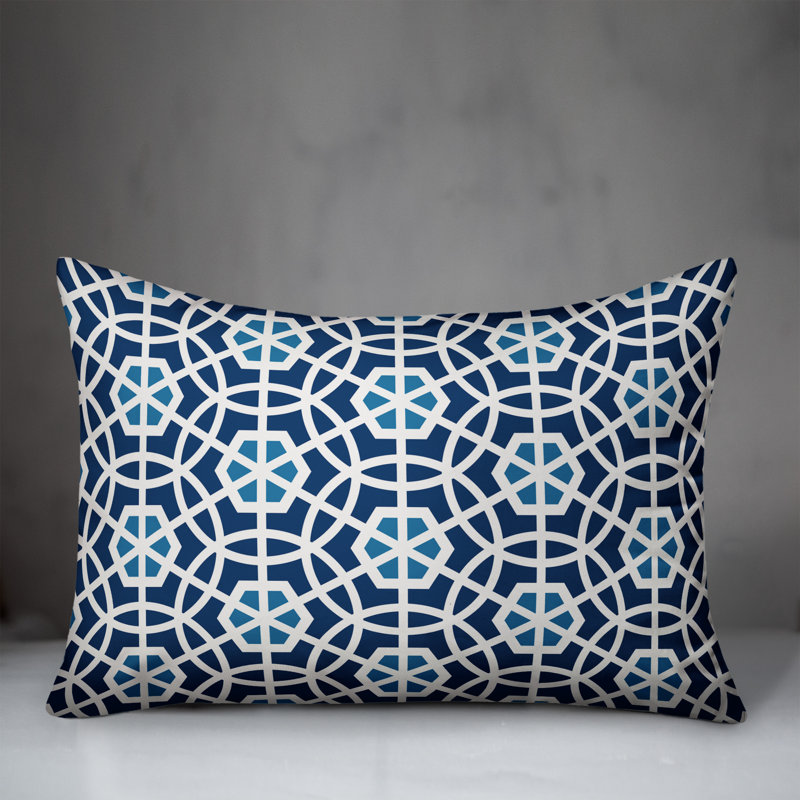  Geo Circles Lumbar Pillow, Blue/White