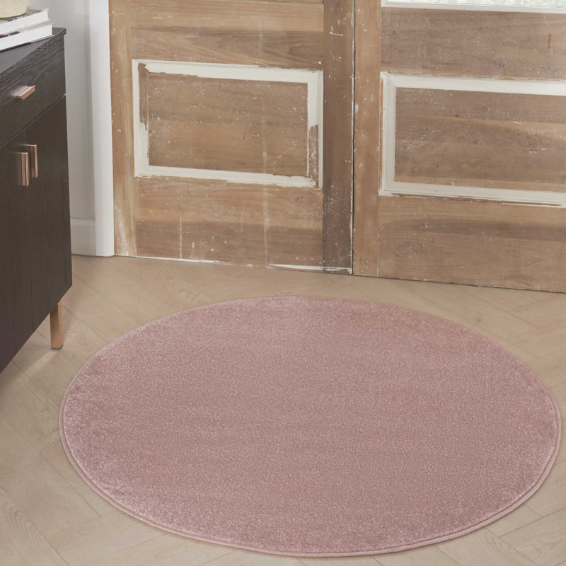 Tapis intérieur / extérieur rose Mullican Sandy, Rond 4 pi