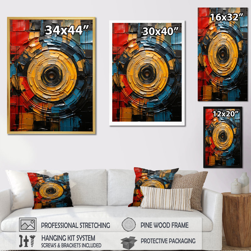 Musique sur toile, impression de mosaïque de disque vinyle, Cadre doré simple, H 20 po x l 12 po x P 1 po