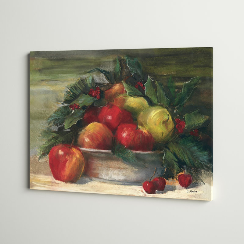 «Apples and Holly» - reproduction, H 12 po x l 16 po x P 1,5 po, Toile