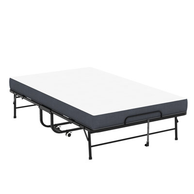 Lit portatif de 75 po x 46 po de large avec mousse à mémoire de forme de 5 po, capacité de 450 lb, pliable et enroulable pour un rangement compact pour les grandes personnes pliantes, contournant les invités les plus exigeants