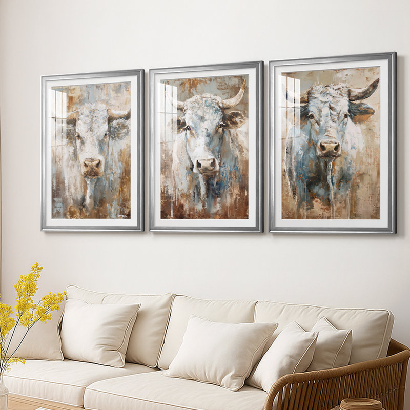 ANIMALS Series CXL - Impression encadrée sur mesure de qualité supérieure - 3 pièces, H 19 po x l 45 po