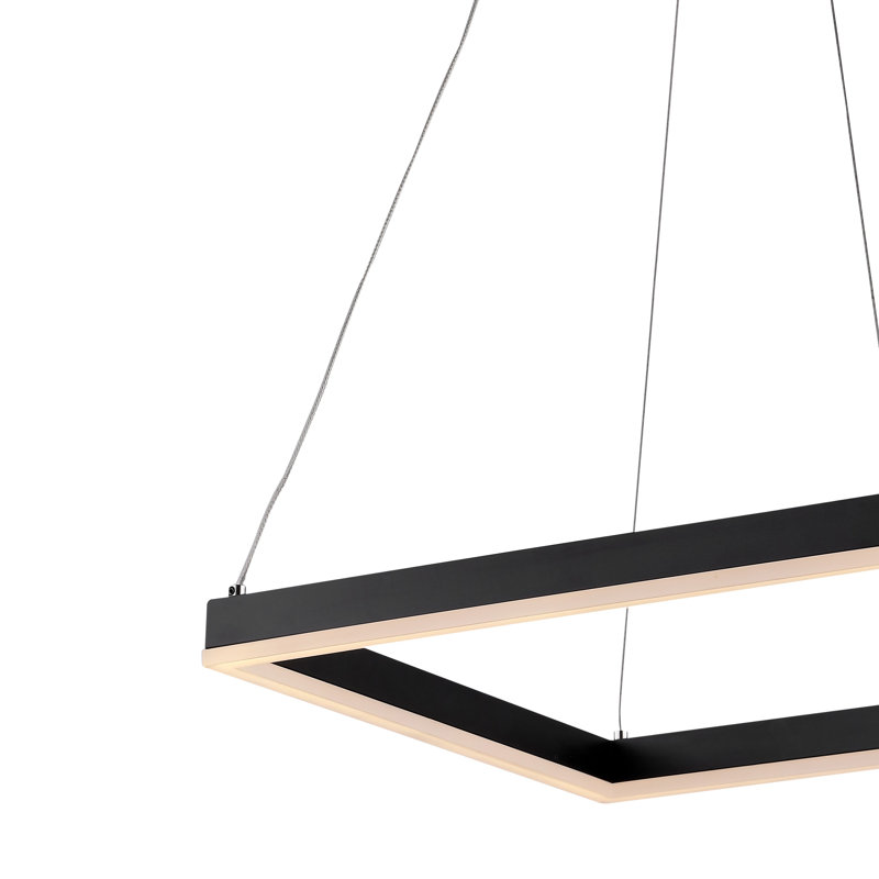 Luminaire suspendu carré contemporain en métal Nero 23,63 po Nero, noir, H 74 po x l 15,75 po x P 15,75 po