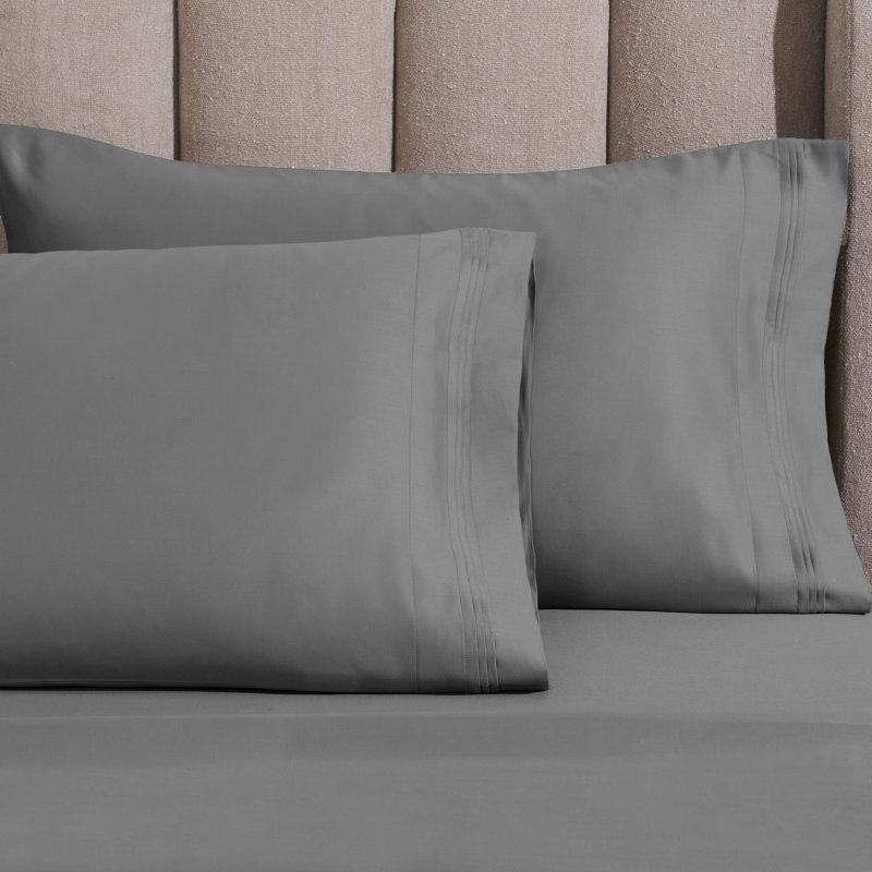 Tipton 1500 Thread Count Certified Egyptian Cotton Ultra-Luxury Pillowcase, King, Gray