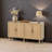 Rattan Storage Cabinet with Bohemian Flair, 62.2" Wide Hall Sideboard Buffet Cabinet for Living Room, Natural