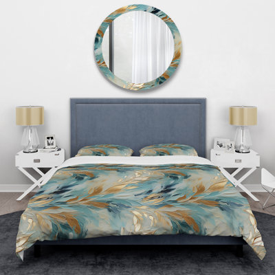 Abstract Duvet Cover Set - Gold And Blue Frosty Drift Experience