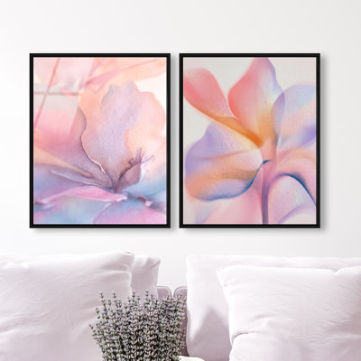 Watercolor Petals Set High-Gloss Frameless Acrylic Glass Wall Art Abstract Print by Oliver Gal, Ready to Hang, 16 x 20
