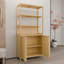 Étagère de rangement 64 pouces à double porte à double porte multi-scène avec 2 tablettes ouvertes, tablettes intérieures et loquet magnétique, couleur naturelle, grande capacité pour le rangement des peignoirs
