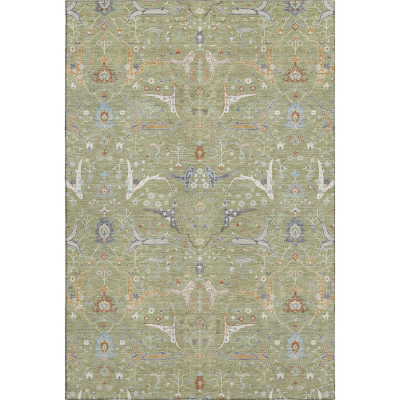 Premium Machine Washable Mayfield AMF2250 Global Rug, 8' x 10', Aloe