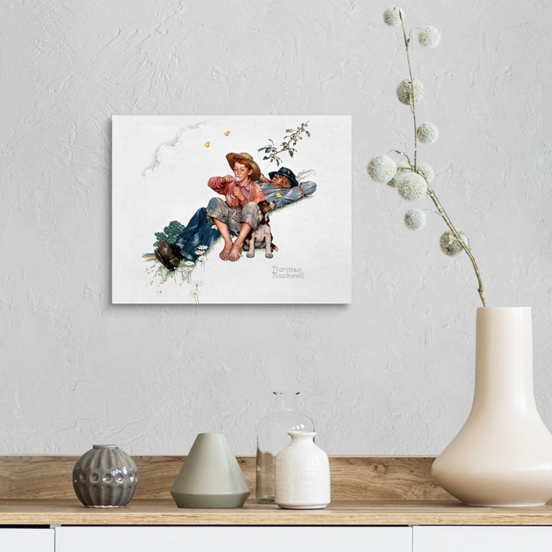Grandpa et moi, cueillette de marguerites, art mural sur toile, H 11 po x l 14 po x P 1,25 po, Toile tendue