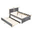 Lit plateforme double tapissier avec gigogne gris