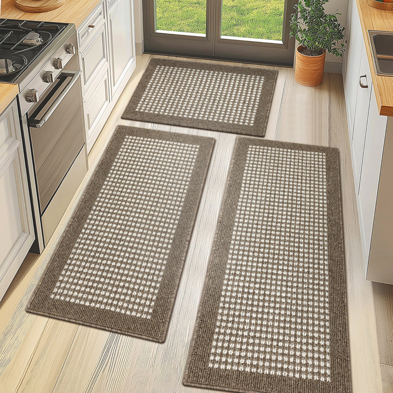 Machine Washable Non-Slip Kitchen Mat, Brown