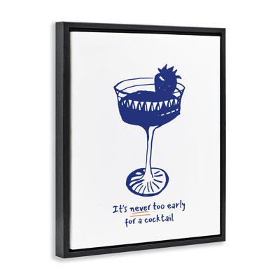 Never Too Early For Cocktail Framed Floater Canvas Wall Art, design by Lettered and Lined