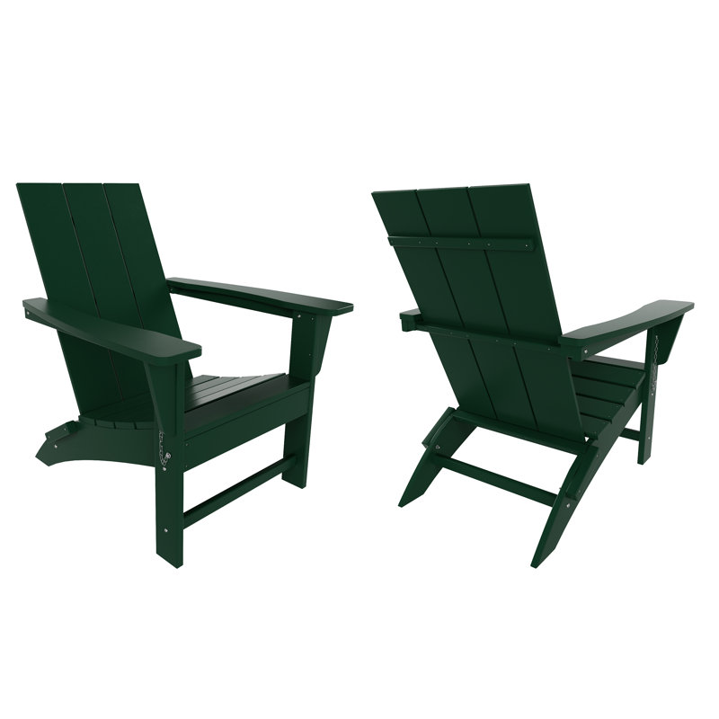 Joubert Foldable Outdoor Adirondack Set, Dark Green