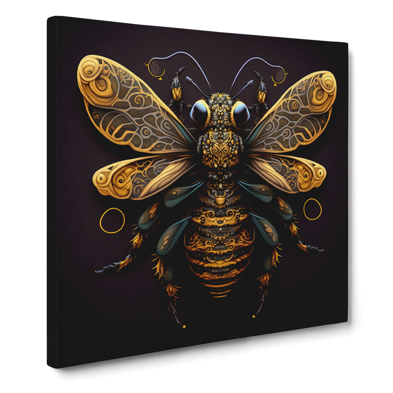 Bee Paisley Art No.1 - Wrapped Canvas, 50cm H x 50cm W x 3cm D