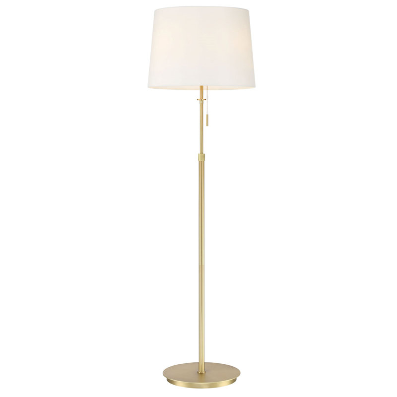 Shapiro 71'' Traditional Floor Lamp, Satin Brass, White