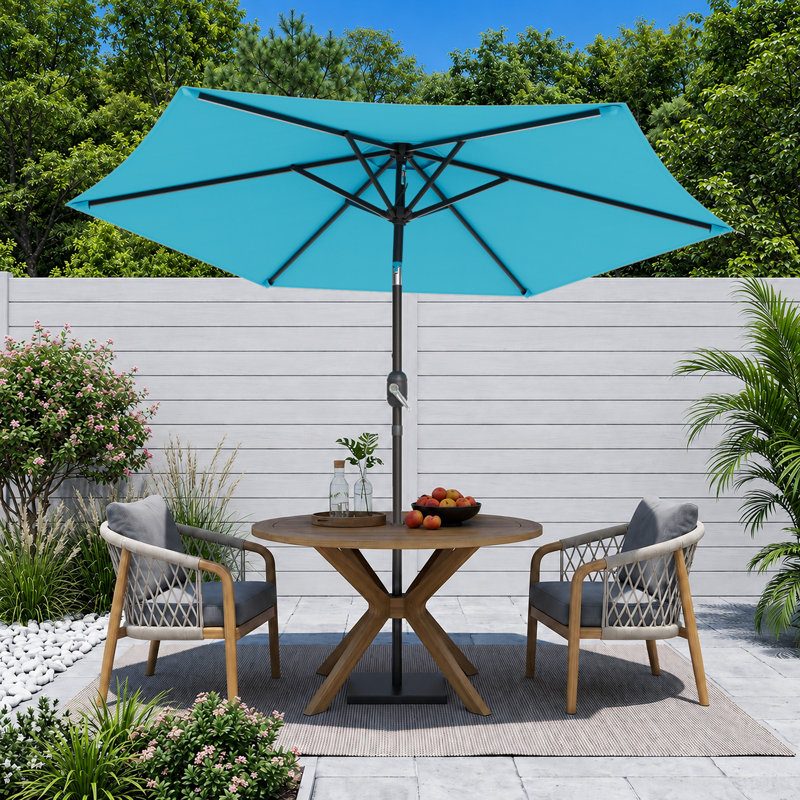 Parasol de marché hexagonal de 7,5 pi pour le marché, parasol de table d'extérieur avec bouton inclinable et manivelle, protection contre les rayons UV toutes saisons pour terrasse de jardin