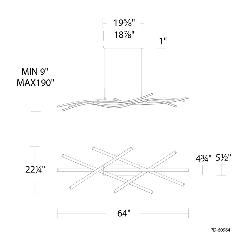 Divergence 9 - Light LED Chandelier, Chrome