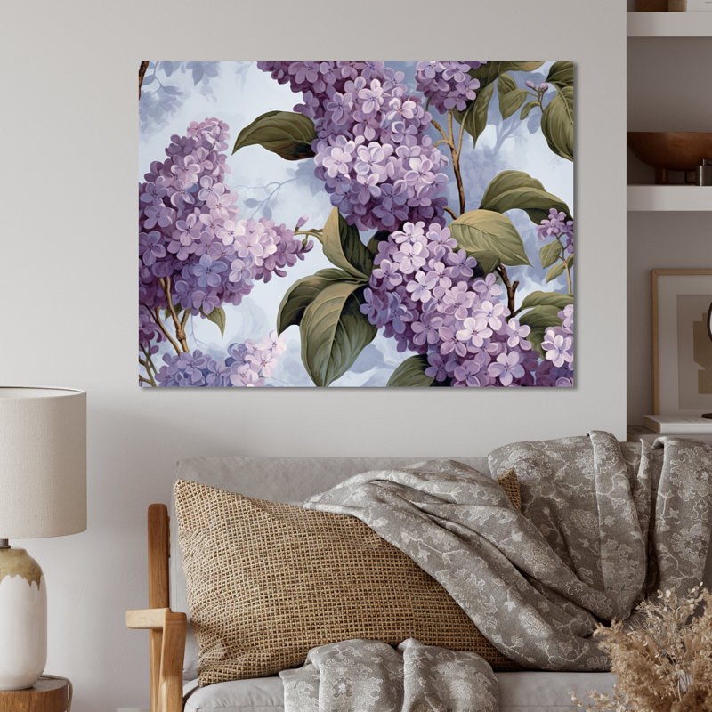 Mauve et lilas gris, fleurs parfumées III - décoration murale florale en métal, H 12 po x l 20 po