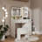 Lavin Makeup Vanity Set, Vanity Desk With Stool, LED Light Mirror And Charging Station-1827918452