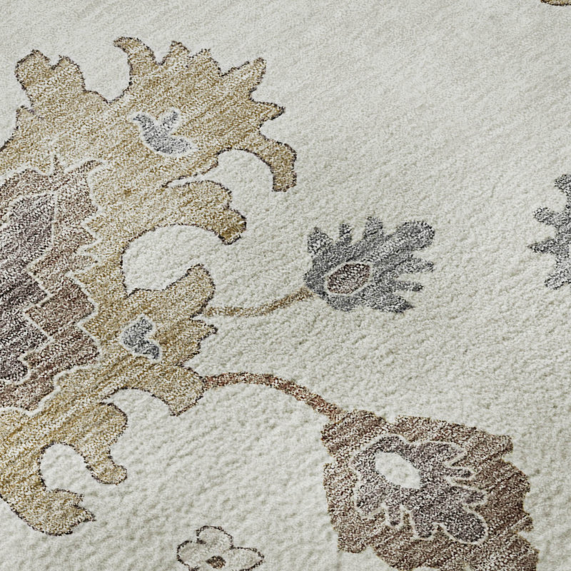 Premium Machine Washable Prisco Ivory Rug, Round 8'