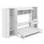 Lit escamotable double pleine grandeur avec placard, tiroirs et tablettes