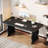63" Large Desk, Executive Computer Desk, Double Gaming Writing Table Study Desk with Sturdy Legs, Black