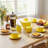 11 Piece Yellow Ceramic Tea Set-628207396