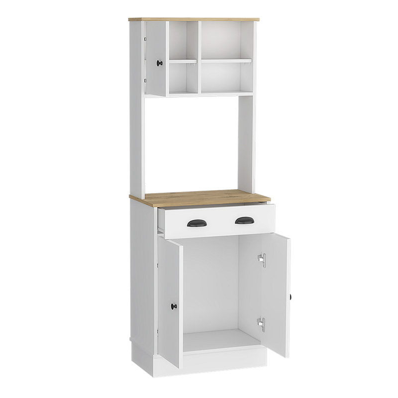 Support de rangement pour micro-ondes avec 3 portes et tiroir Kelene