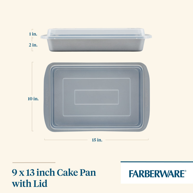 Gray Silicone Non-stick Rectangular Cake Pan with Lid, 9" x 13"
