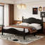 Base de lit plateforme en bois, lit plateforme de style rétro avec support en lattes de bois-1094921481