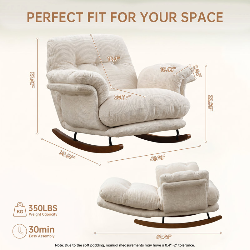 Fauteuil pivotant moderne avec dossier ajustable, Chenille beige
