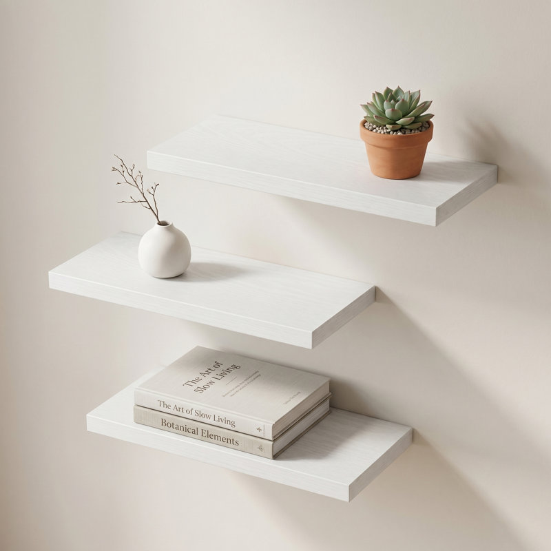 Floating Shelf Wall-mounted Floating Shelves For Bedroom, Living Room （set Of 3）, White