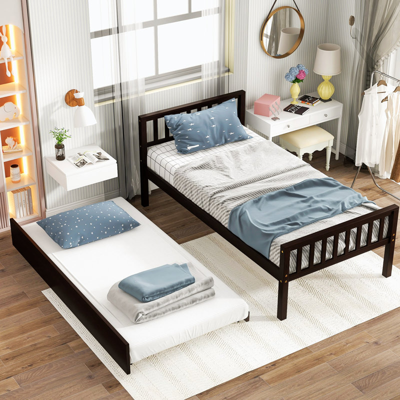 Structure de lit en bois massif Gotar, Espresso