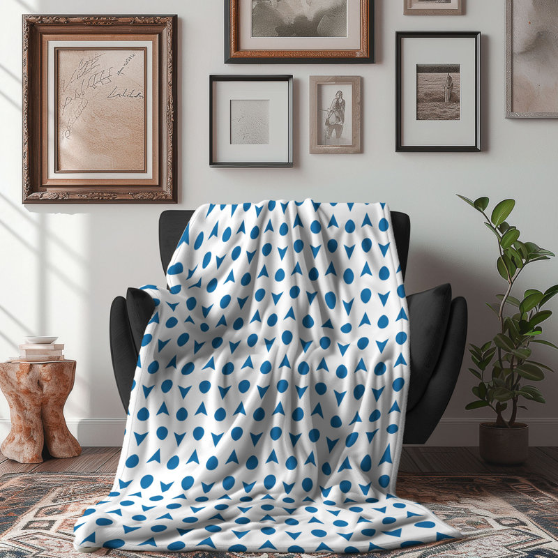 Blue Shapes - 1 pièce Sherpa Premium, Lit simple
