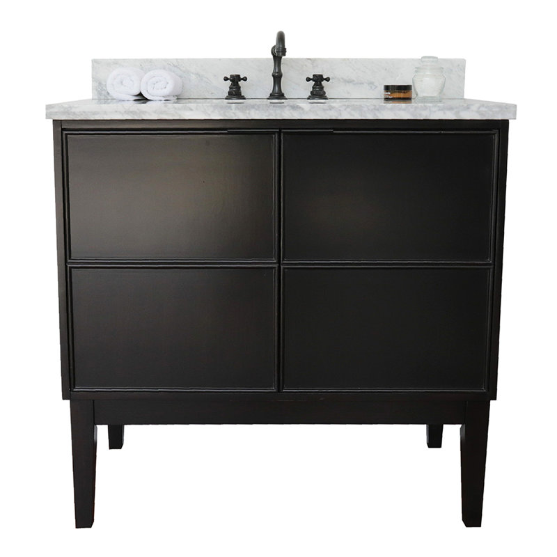 Esmeyer 37 " W Freestanding Standard Free Standing 1 Single Vanity Bathroom Vanity With Carrara Marble Top