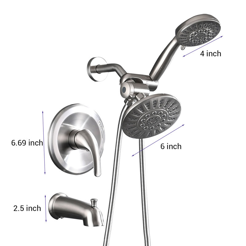 Système de douche avec valve brute, Nickel brossé