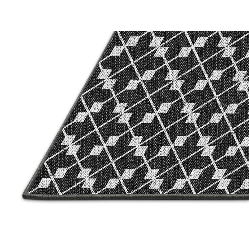 Tapis noir à motif géométrique Knopp, Rectangle 5 pi x 7 pi