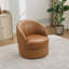 Fauteuil d'appoint pivotant en cuir brun clair, pivotant à 360 ° et fauteuil Mid-Century moderne pour salon / bureau-1055513770