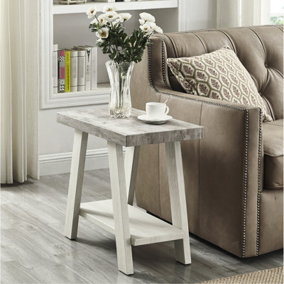 Table d'appoint en bois à deux tons avec rangement supplémentaire