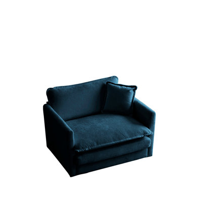 Comfortable Blue Chenille Chair For Home - Breathable Fabric & Quality Foam Deep Armchair Relaxation Stable Base