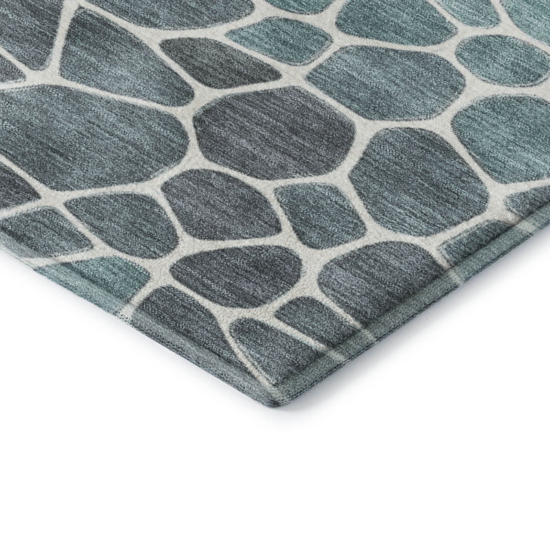 Premium Machine Washable Mayfield AMF2190 geometric Rug, Teal, 2'6" x 3'10"