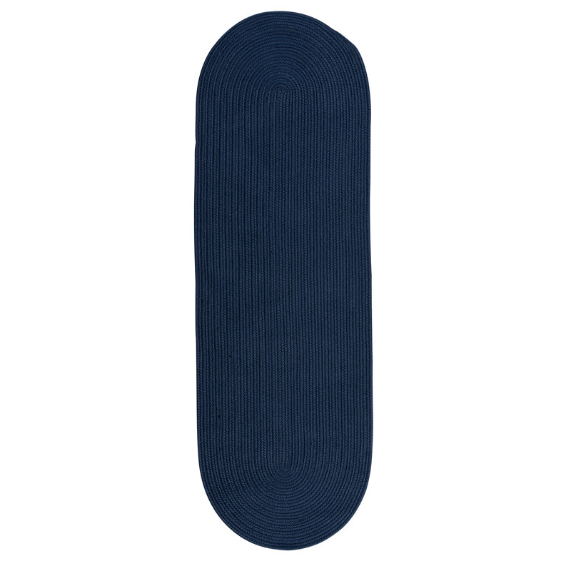 Tapis bleu tressé Dourdain, Tapis de couloir 2 pi 4 po x 6 pi