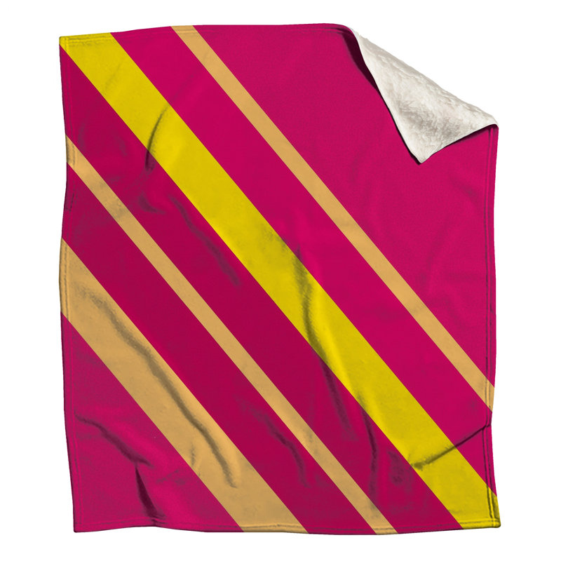 Couvertures diagonales à rayures roses et jaunes, L 60 po x H 80 po