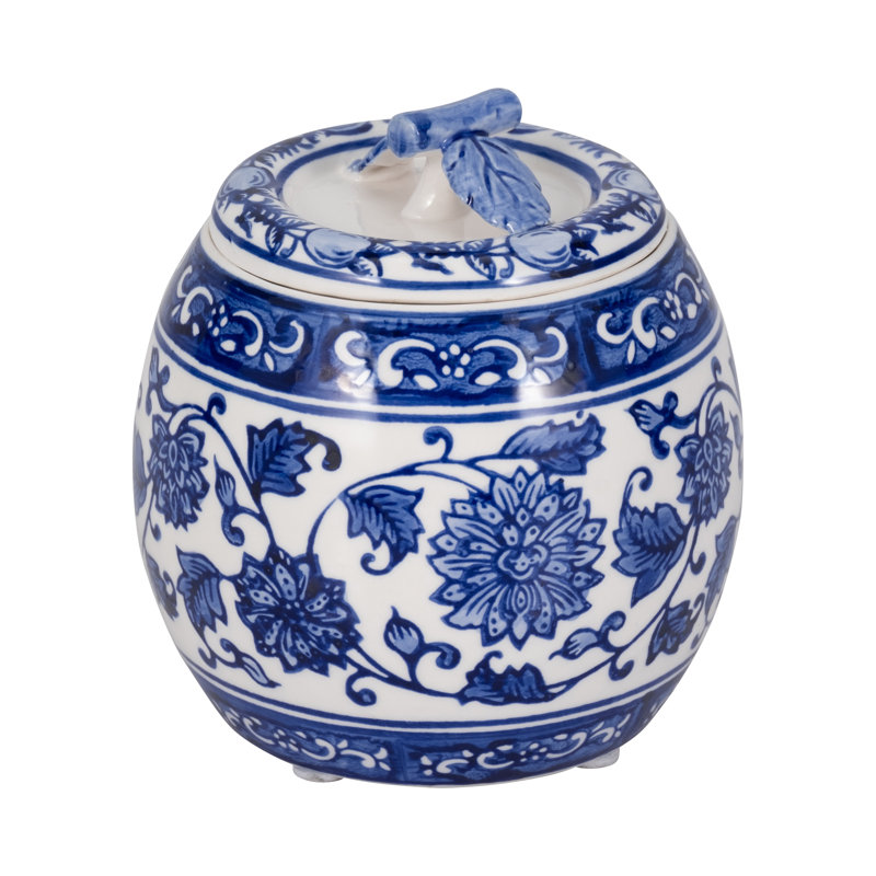 Bougie en céramique Goldene, Bleu/Blanc