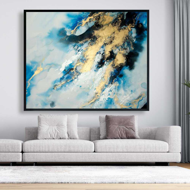 Blue Marble - Classic Blue Framed Canvas for Home Decor