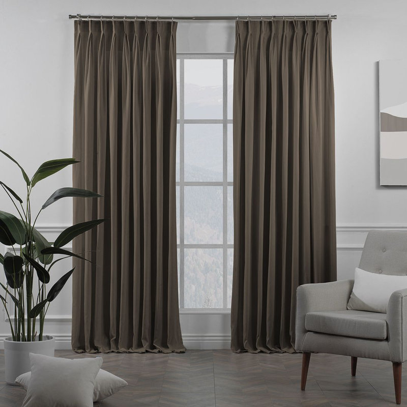 Pinch Pleated Room Darkening Extra Long & Extra Wide Decorative Curtain - Single Panel, 130cm Width x 425cm Drop, Liver