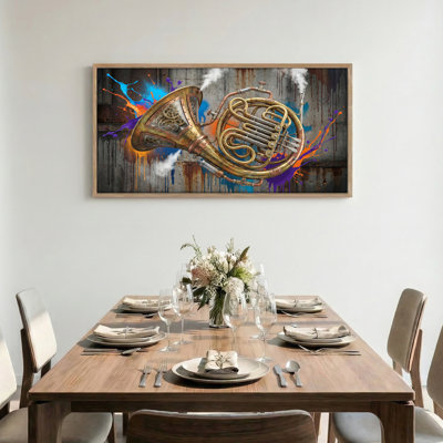 Tableau encadré sur toile représentant un instrument de musique (1 pièce), 122 x 61 cm