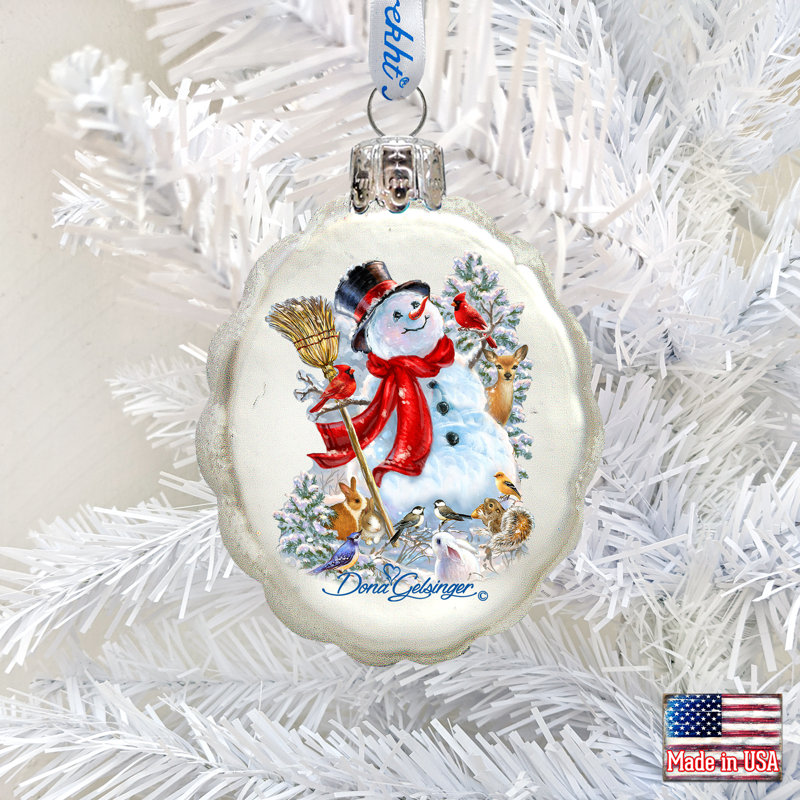 3'' Handmade Wood Holiday Shaped Ornament, Snowman